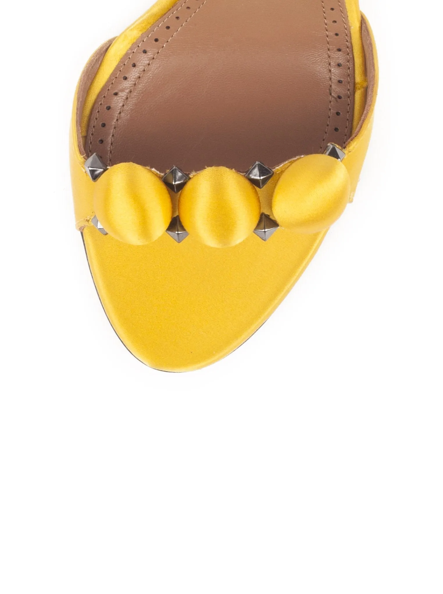 Studded Satin Bombe Sandals - Yellow