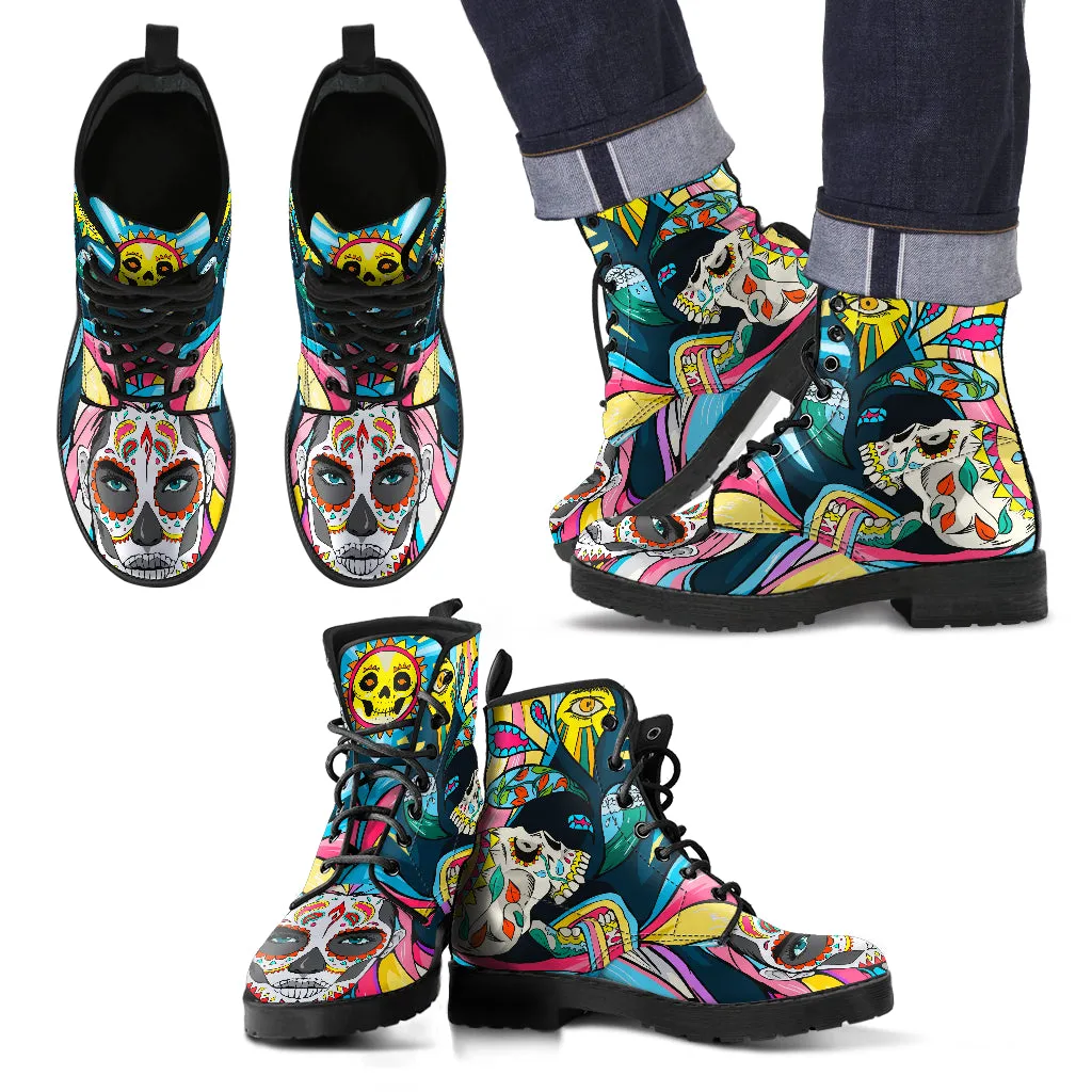 SUN SUGAR SKULL BOOTS - FREE WORLDWIDE SHIPPING