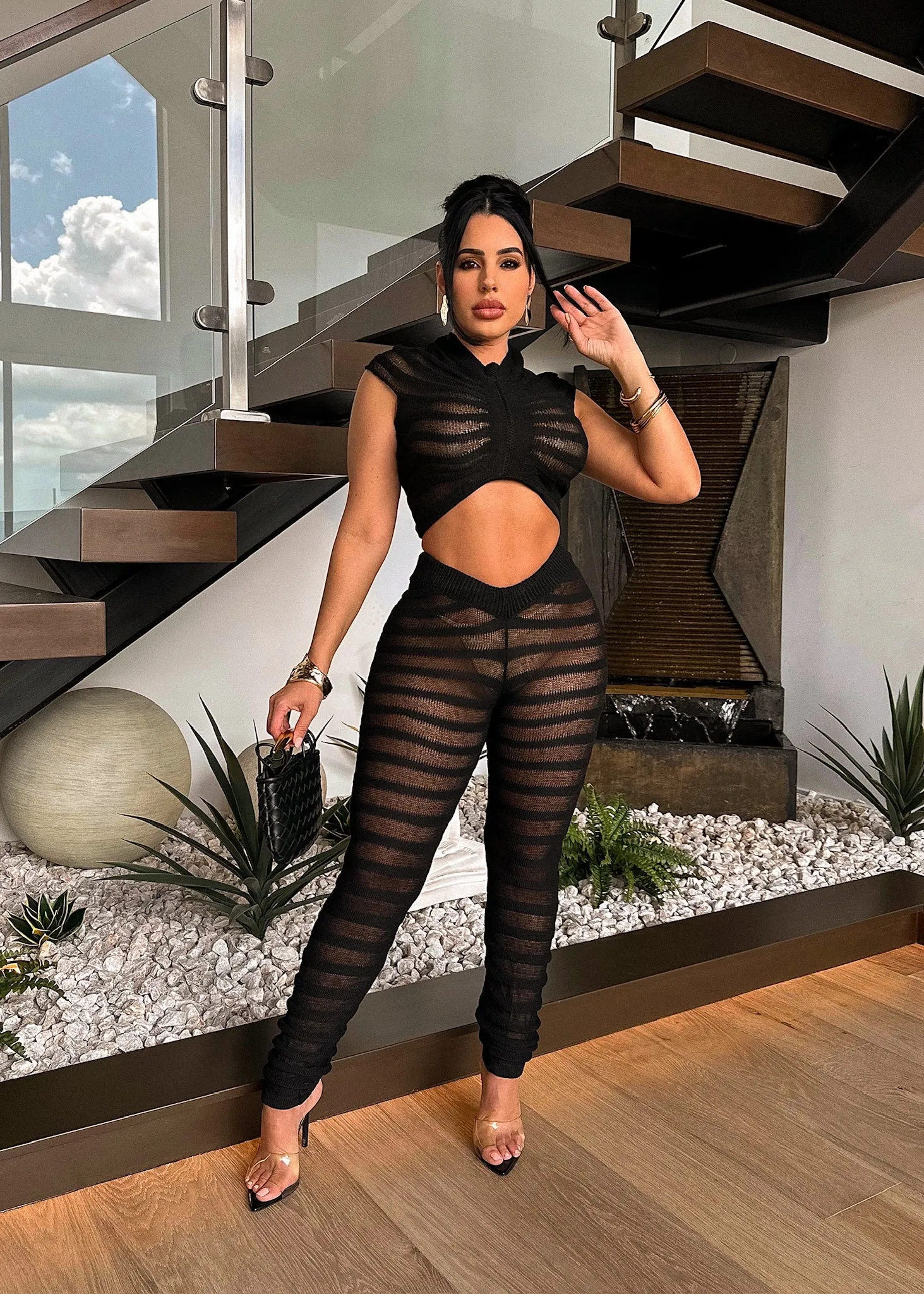 Temptation Knitted Legging Set Black