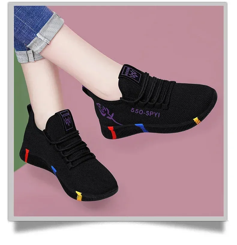 Tenis Feminino 2024 Women Vulcanized Shoes Air Mesh Light Soft Sneakers Female Flats Platform Lace Up Casual Shoes Basket Femme