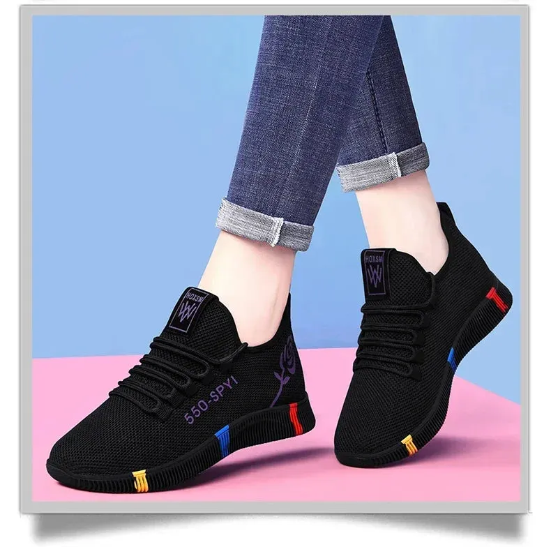 Tenis Feminino 2024 Women Vulcanized Shoes Air Mesh Light Soft Sneakers Female Flats Platform Lace Up Casual Shoes Basket Femme