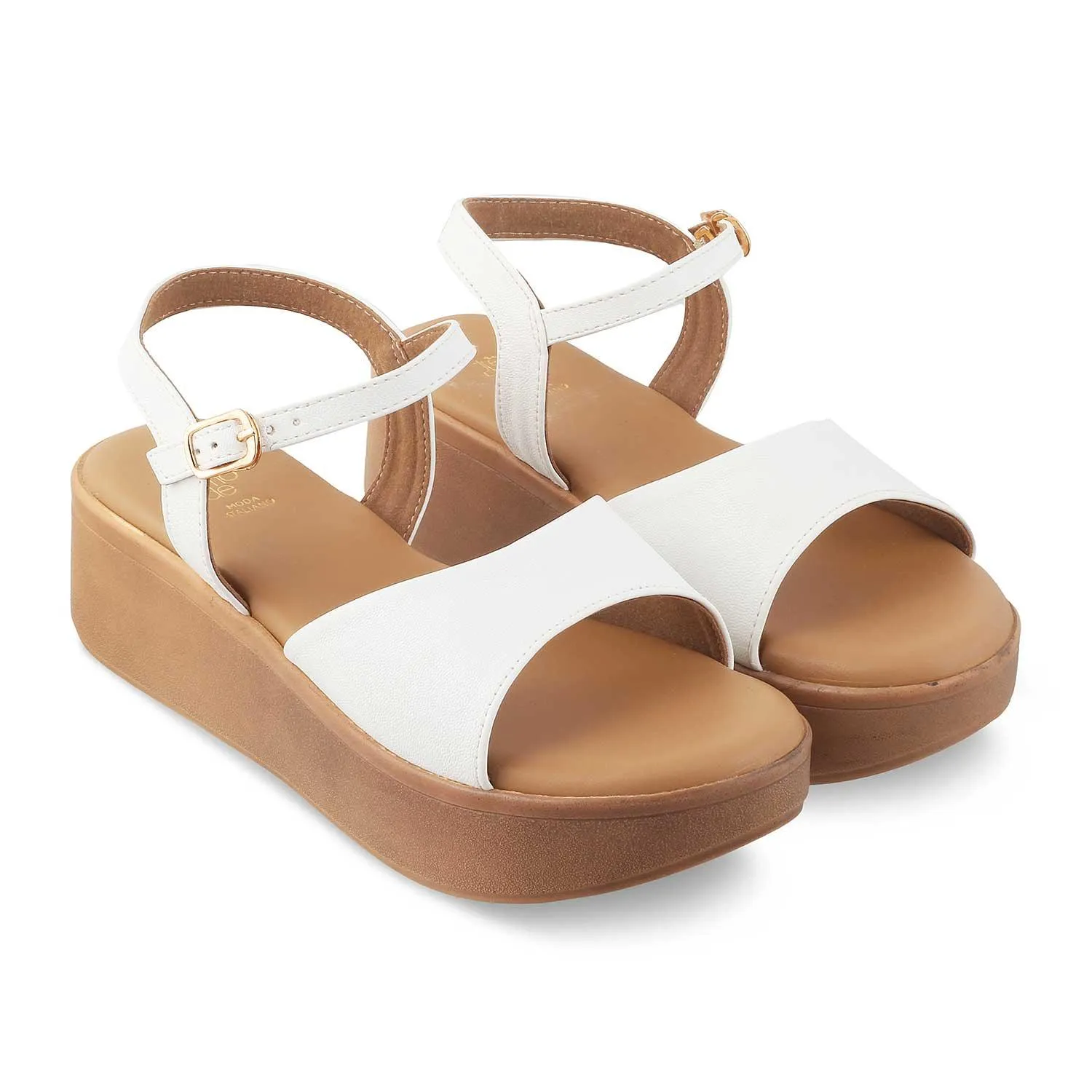 The Sinhere White Women's Dress Platform Wedge Sandals Tresmode