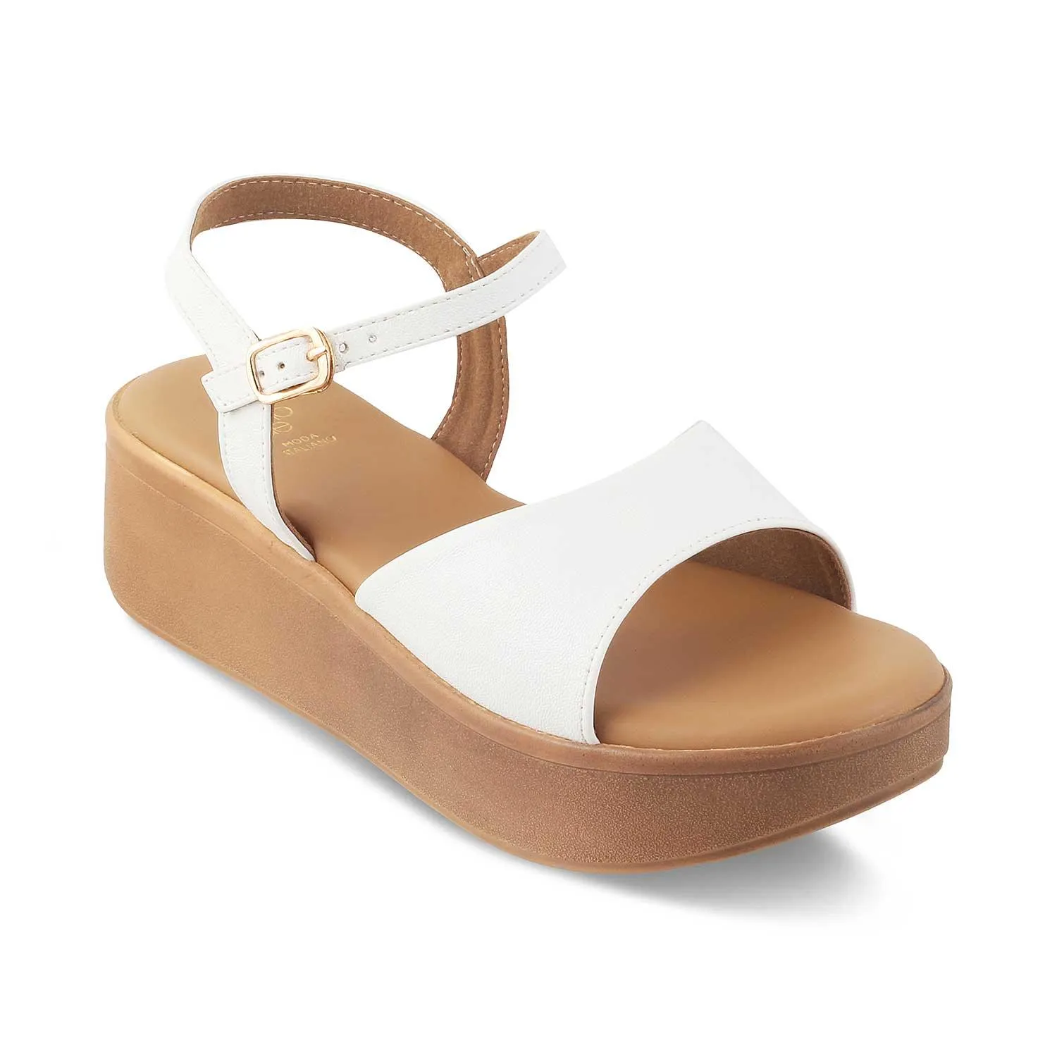 The Sinhere White Women's Dress Platform Wedge Sandals Tresmode