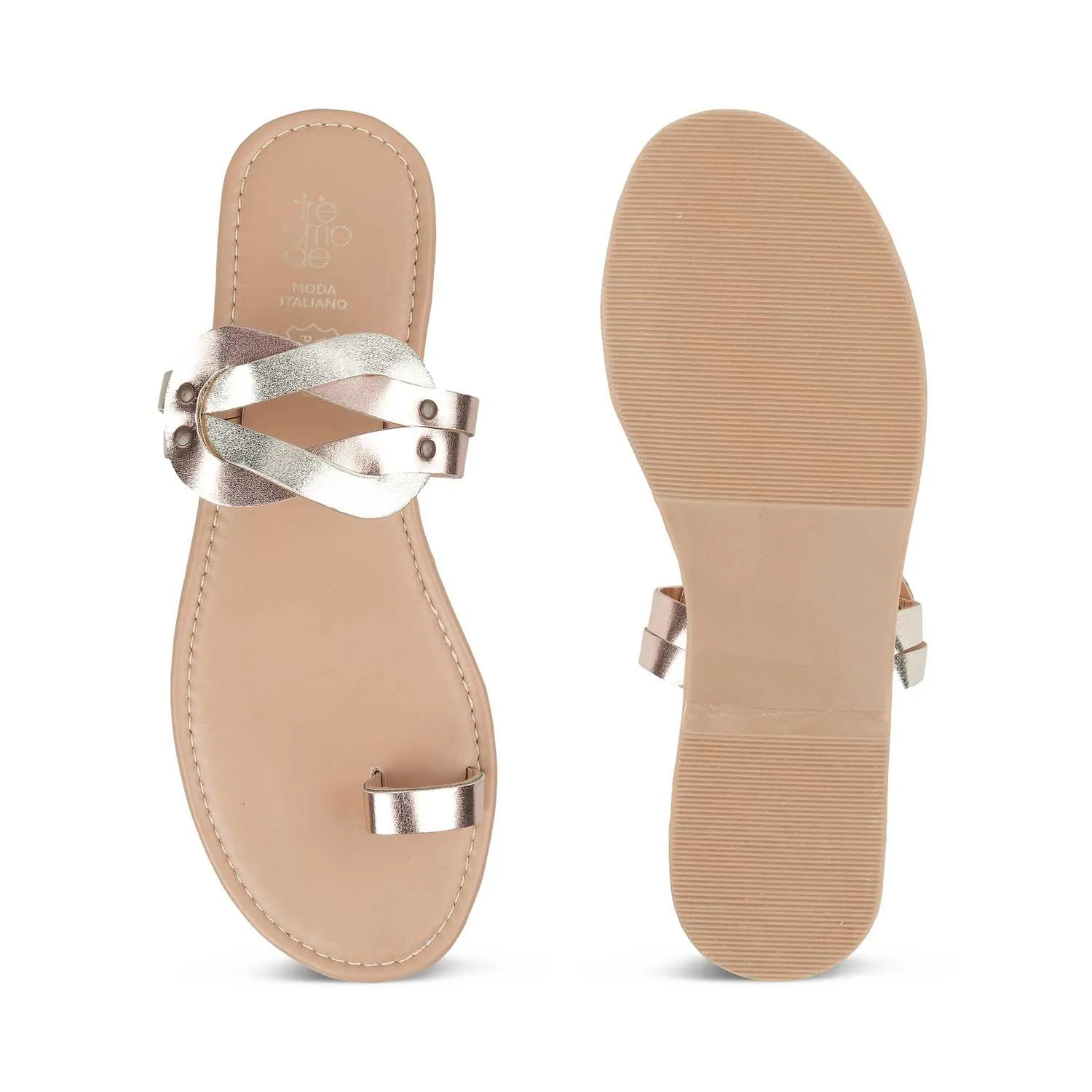 The Strappy Champagne Women's Casual Flats Tresmode