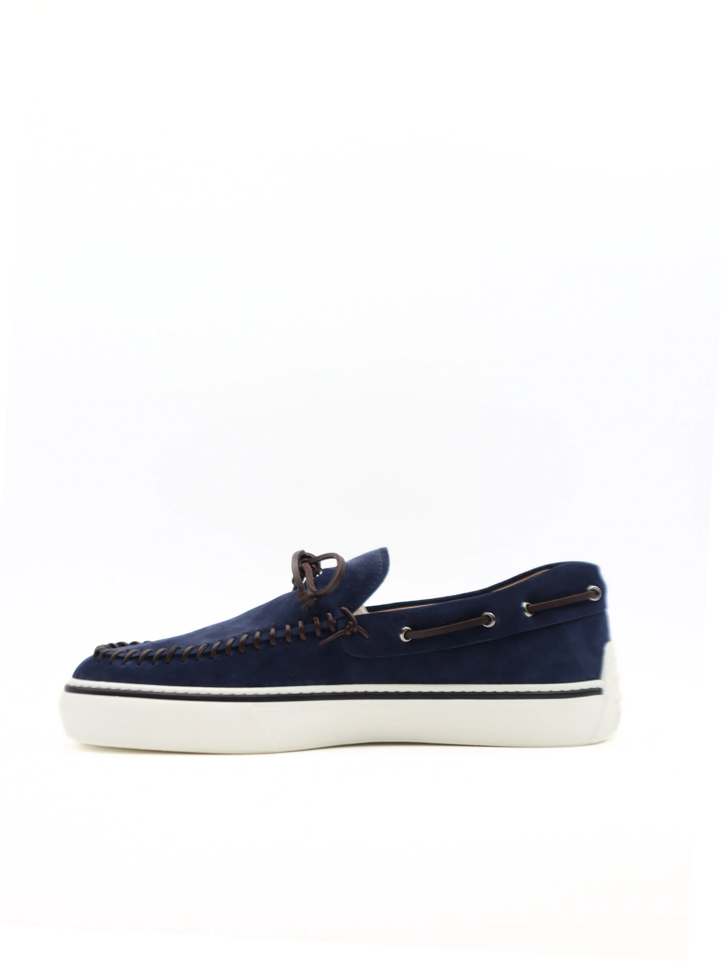 Tods Mens Navy Blue Suede Laccetto Casual Loafer Shoe