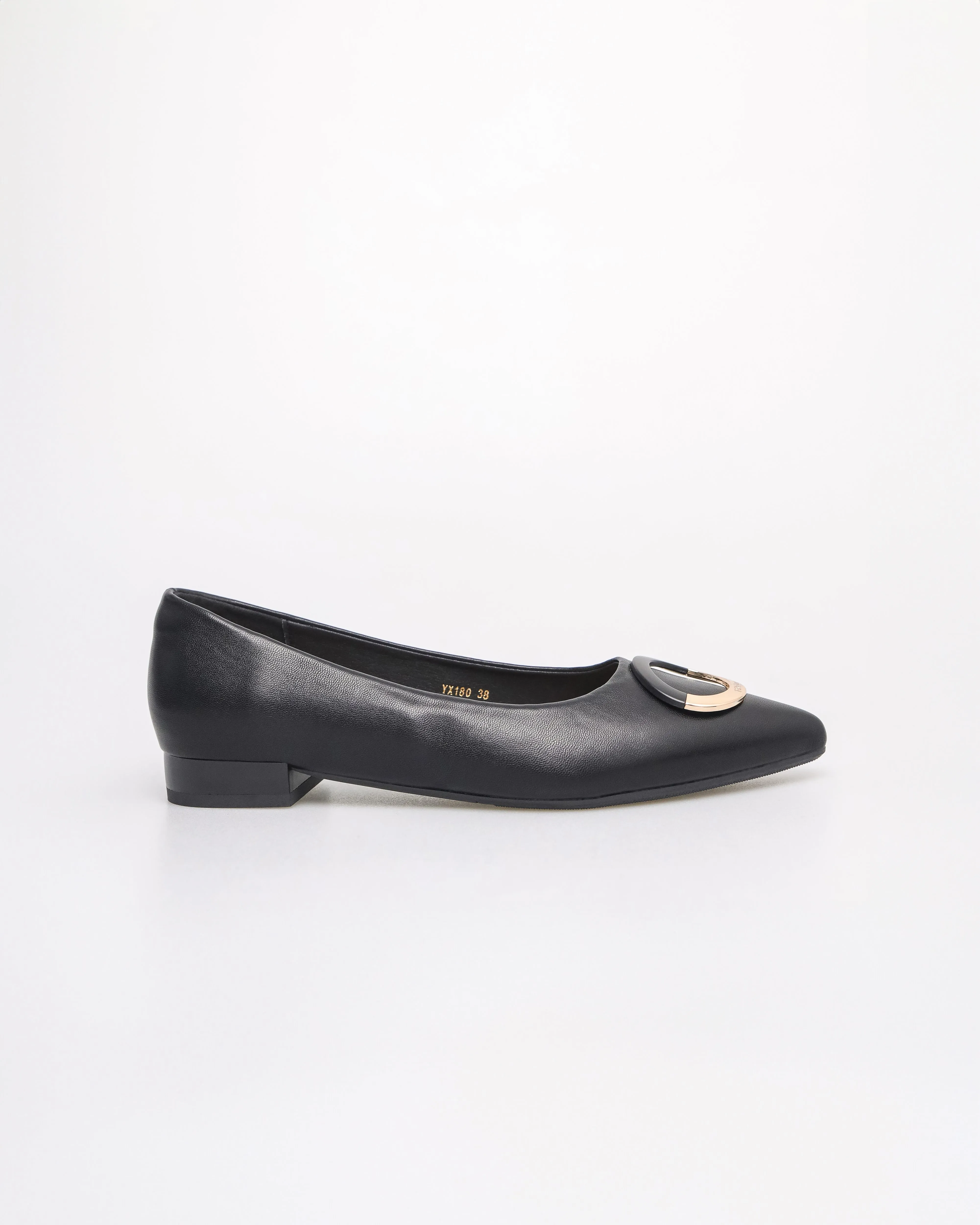 Tomaz YX180 Ladies Bohemian Buckle Flats (Black)