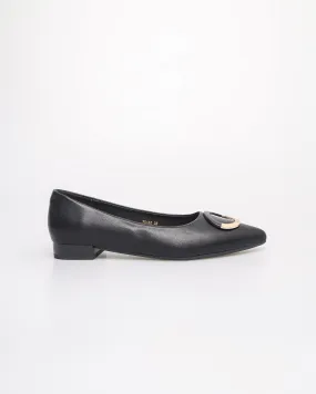 Tomaz YX180 Ladies Bohemian Buckle Flats (Black)