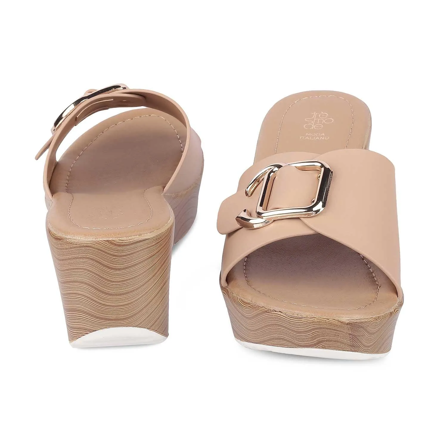 Tresmode Tredge Beige Women's Dress Wedge Sandals