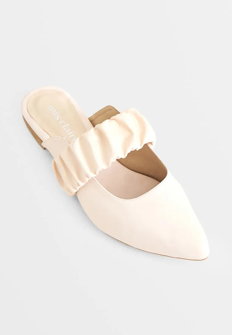 Trini Ruched Strap Pointed Slip On Flats