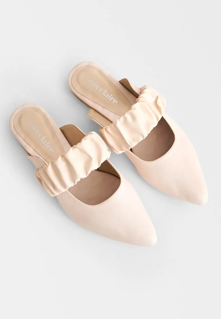 Trini Ruched Strap Pointed Slip On Flats