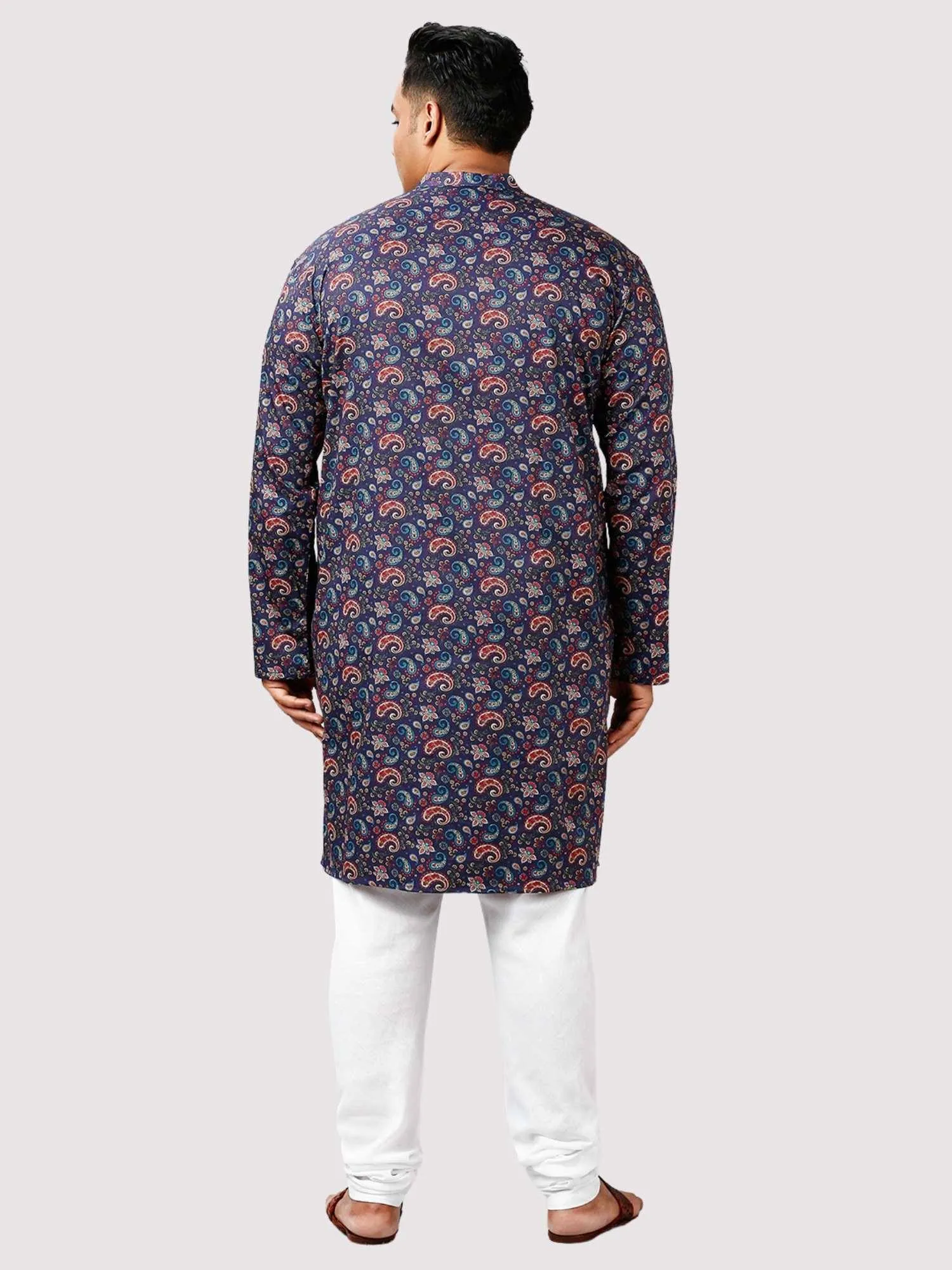 Utsav Printed Blue Kurta Men's Plus Size