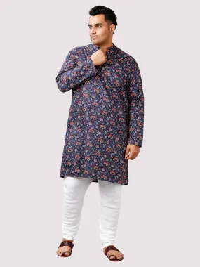 Utsav Printed Blue Kurta Men's Plus Size