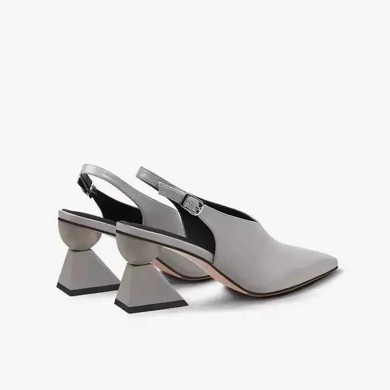 Uzuri Grey Slingback Pumps