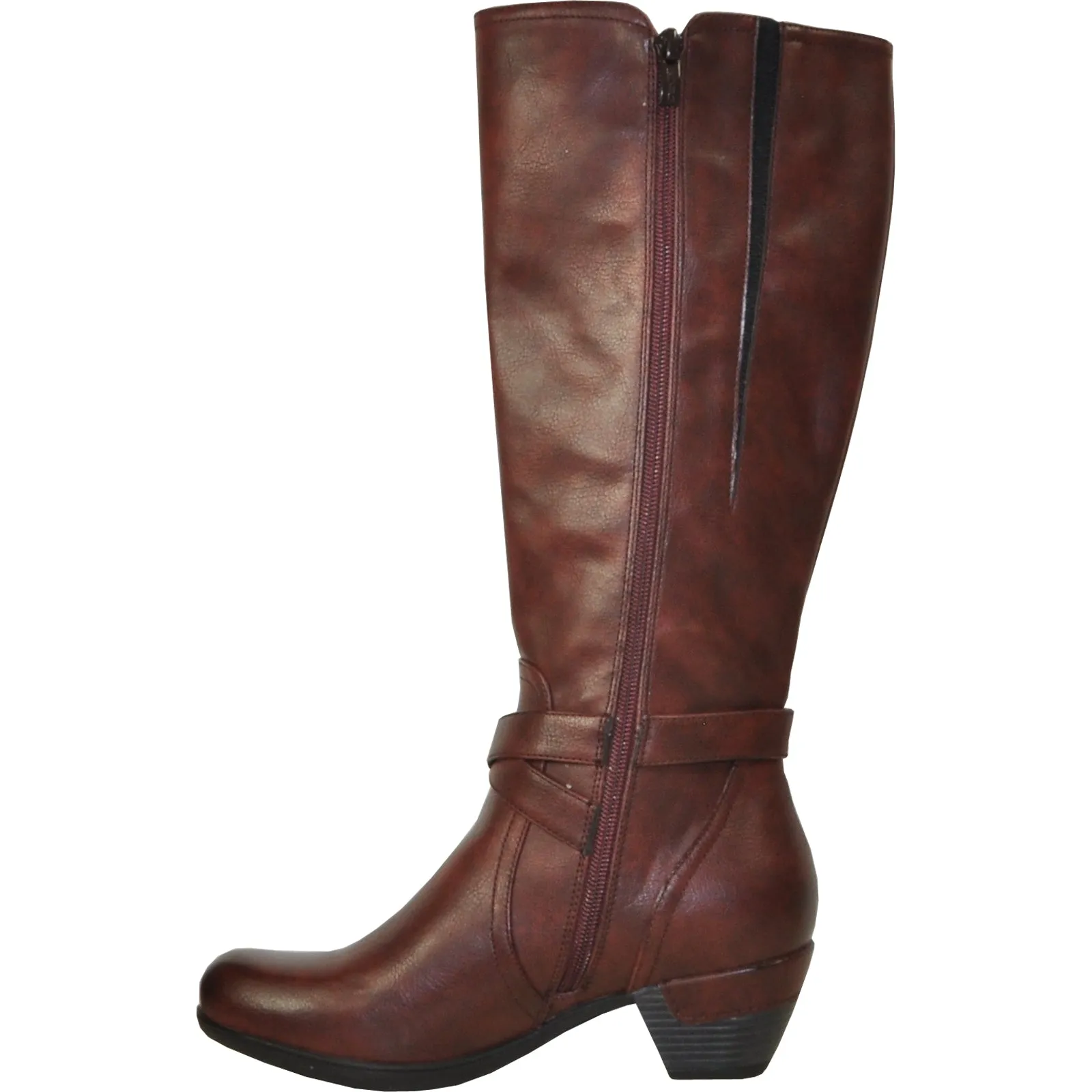 VANGELO Women Boot HF9423 Knee High Dress Boot Bordo Red