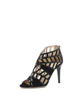 Vent Suede and Patent Sandals - Black