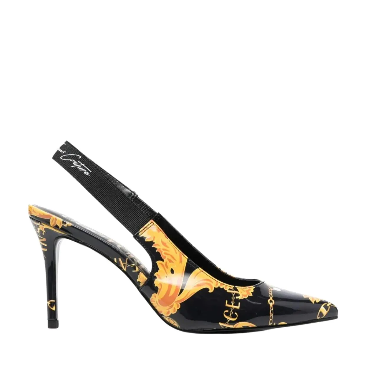 Versace Jeans Couture Baroque Chain Scarlett Slingback Pumps