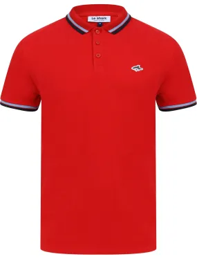 Waterloo Cotton Pique Polo Shirt with Tipping In Scarlet Sage - Le Shark