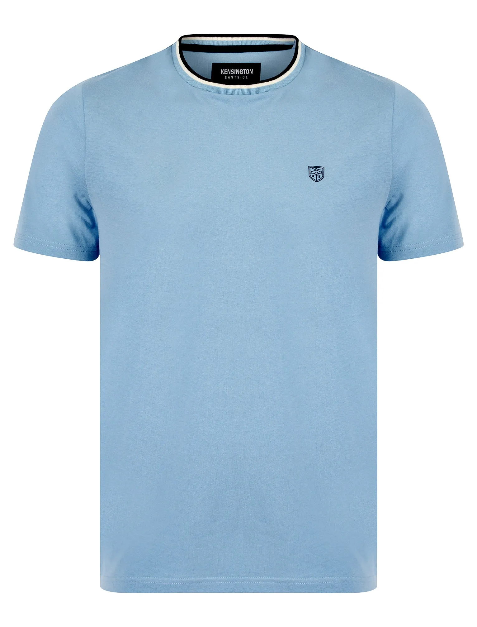 Westport Cotton Jersey Crew Neck Ringer T-Shirt in Blue Bell - Kensington Eastside