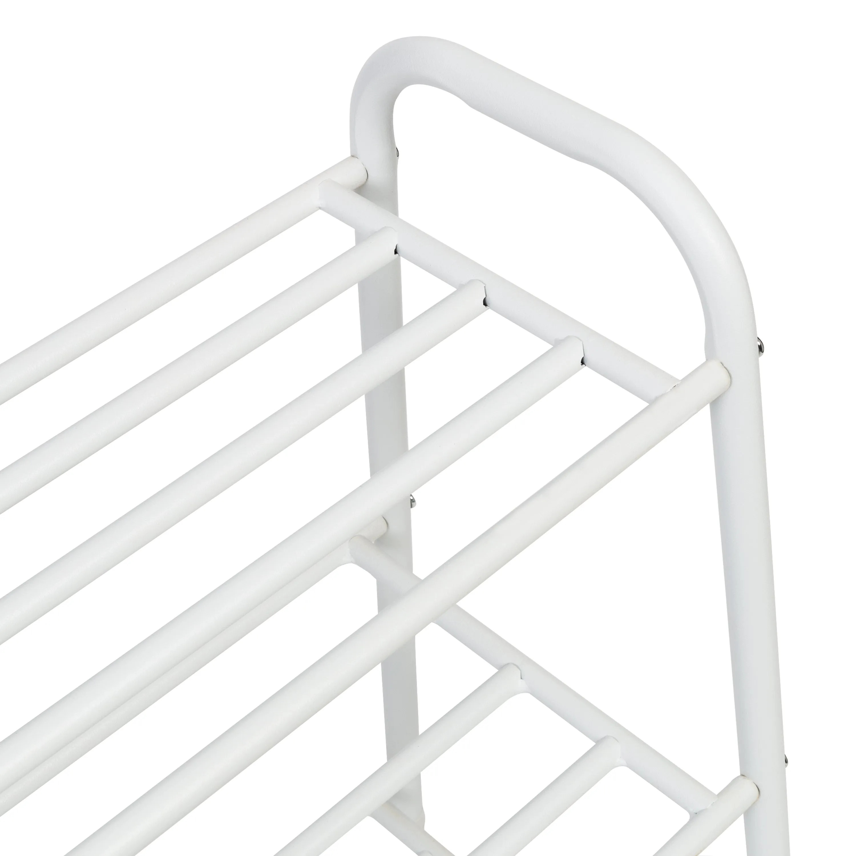 White Matte 3-Tier Metal Shoe Rack