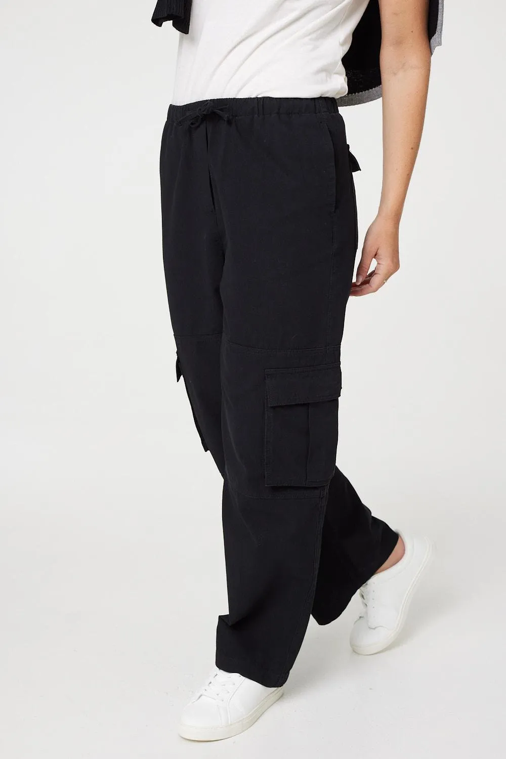 Wide Leg Tie Waist Cargo Trousers