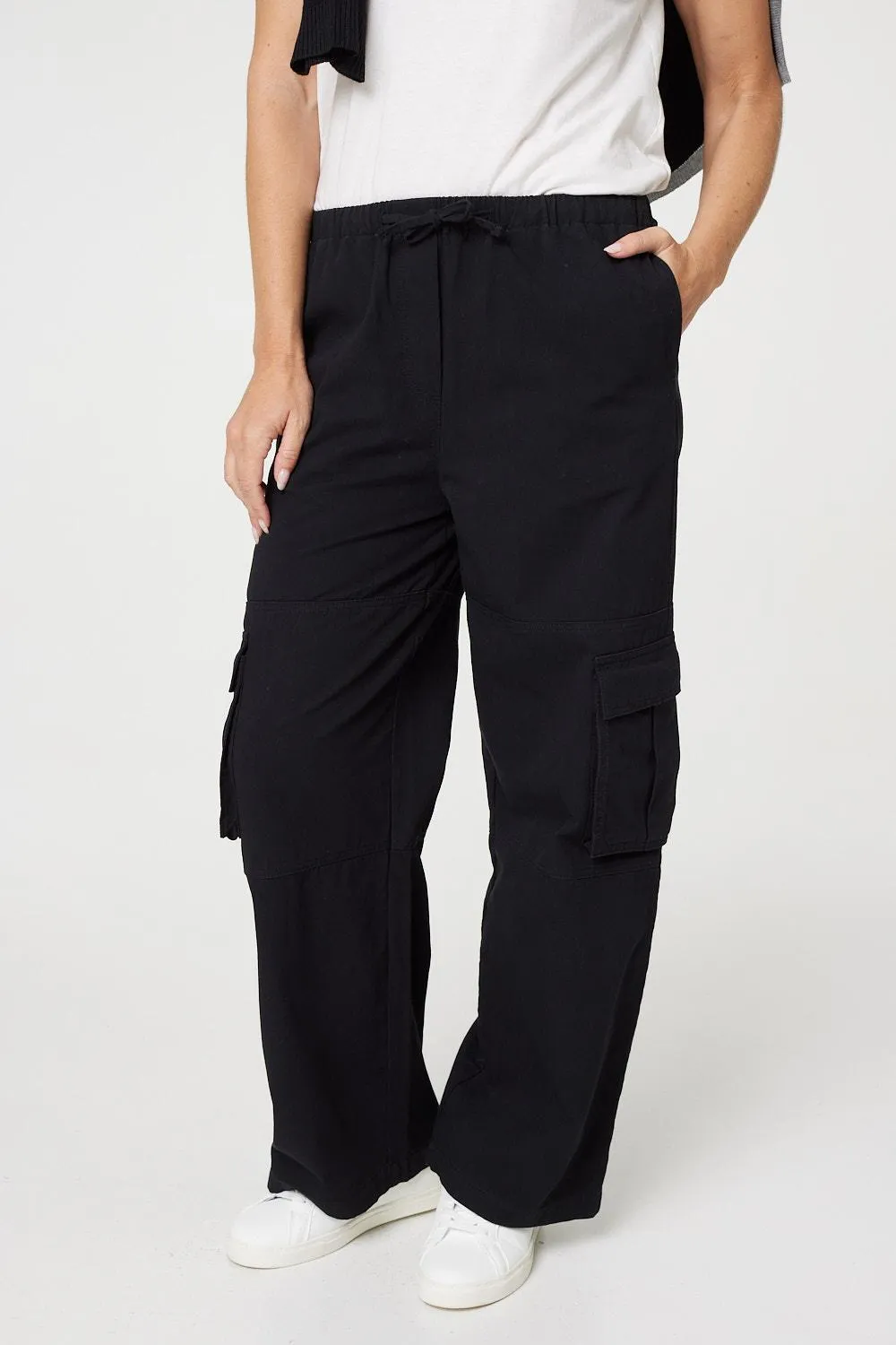 Wide Leg Tie Waist Cargo Trousers