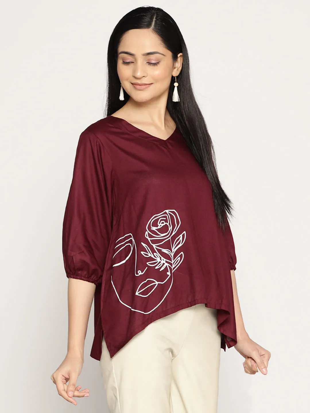 Wine Rayon Top - Fika