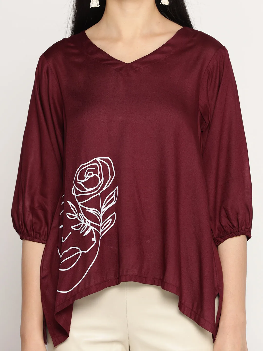 Wine Rayon Top - Fika