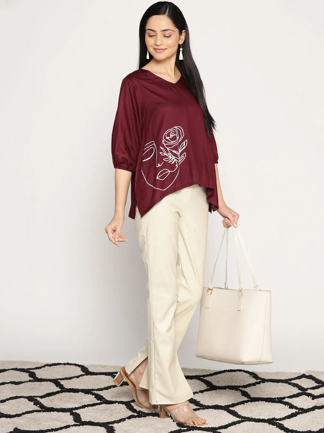 Wine Rayon Top - Fika