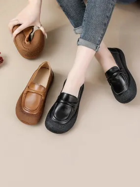 Women Casual Summer Soft Leather Solid Flat Shoes AT1056