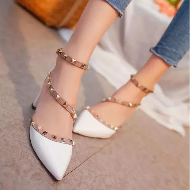 Women pumps fashion rivets women sandals comfortable middle heels quality platform high heels summer autumn heels wedding