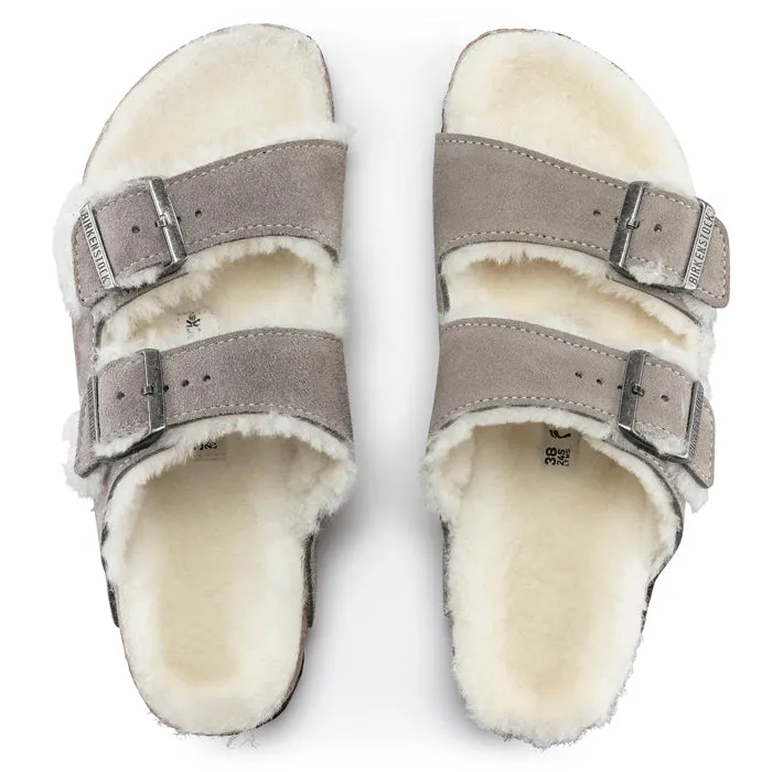 Womens Birkenstock Arizona Shearling Stone Coin