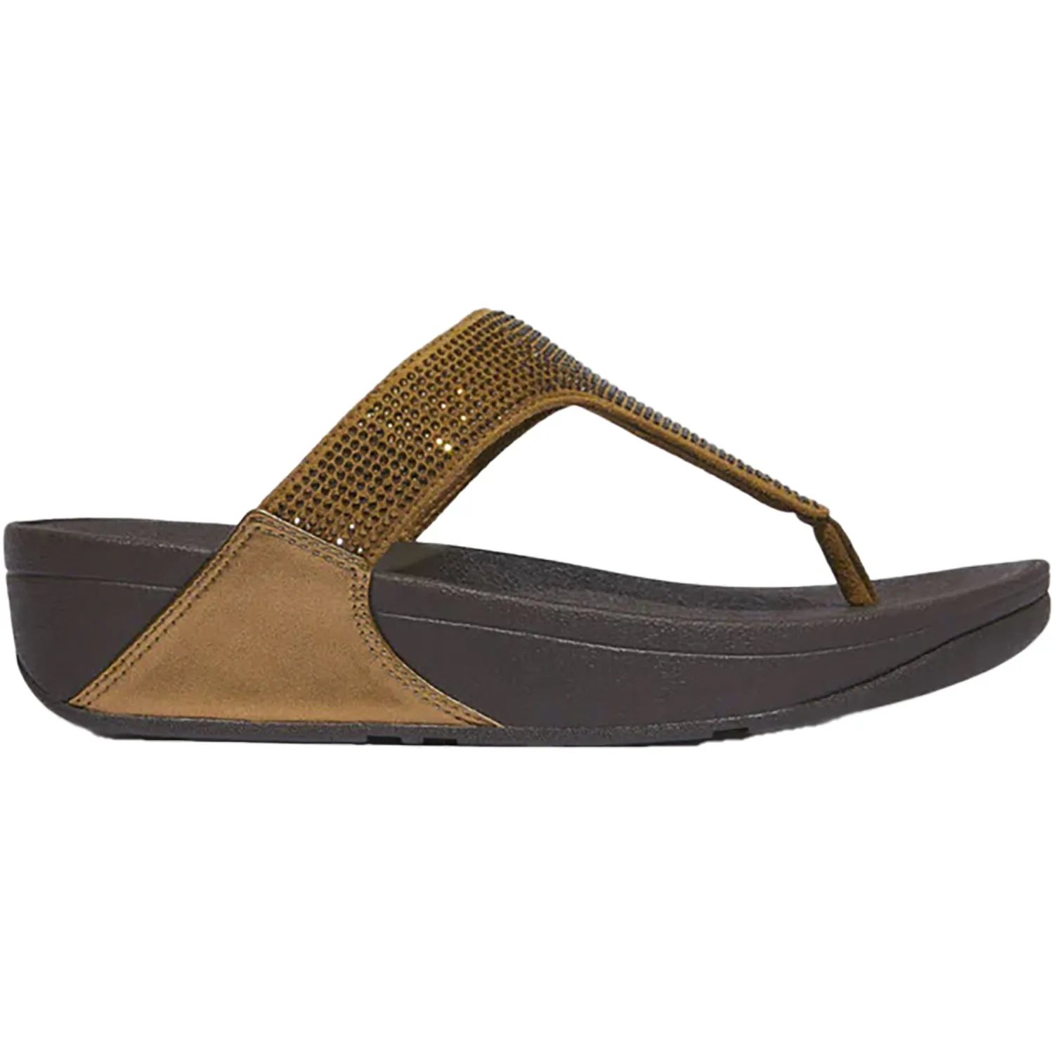 Women's Fit Flop Lulu Crystal Embellished Toe Post Bronze Synthetic