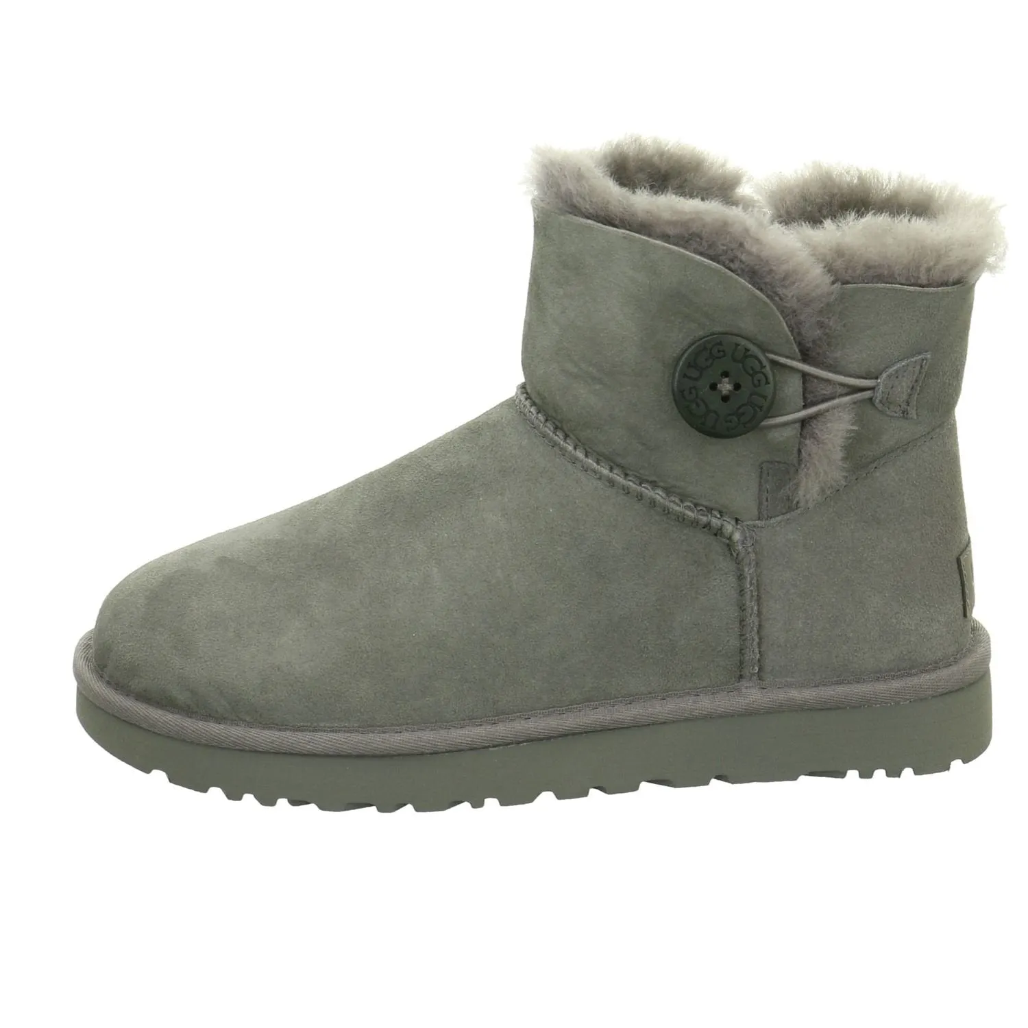 Women's Shoes UGG MINI BAILEY BUTTON II Suede & Sheepskin Boots 1016422 GREY