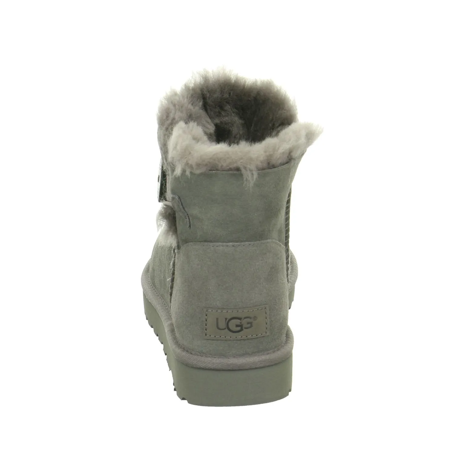 Women's Shoes UGG MINI BAILEY BUTTON II Suede & Sheepskin Boots 1016422 GREY