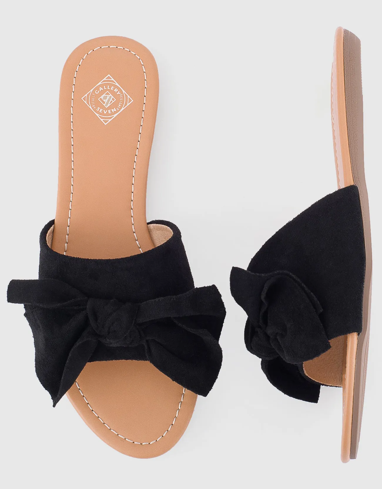 Women's Suede Bow Slide Sandals