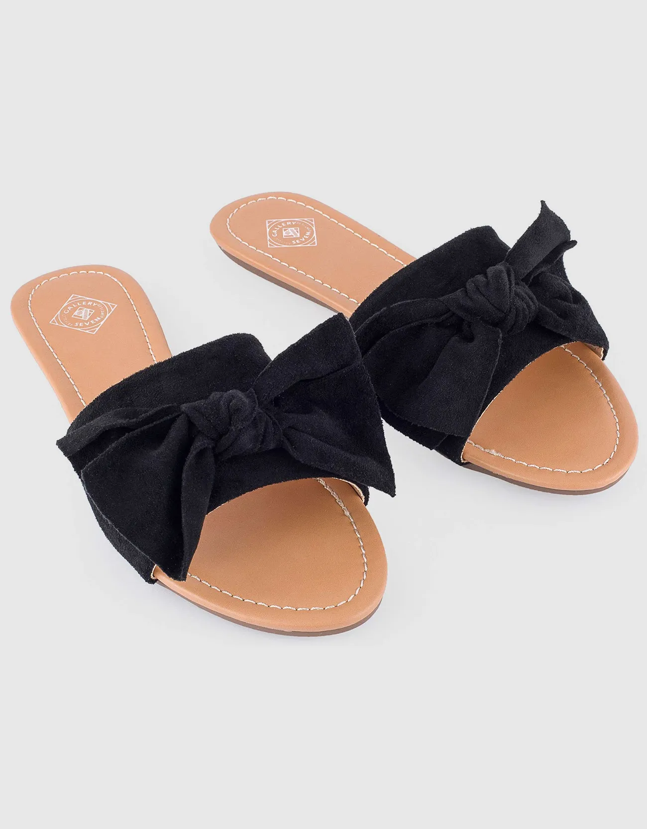 Women's Suede Bow Slide Sandals