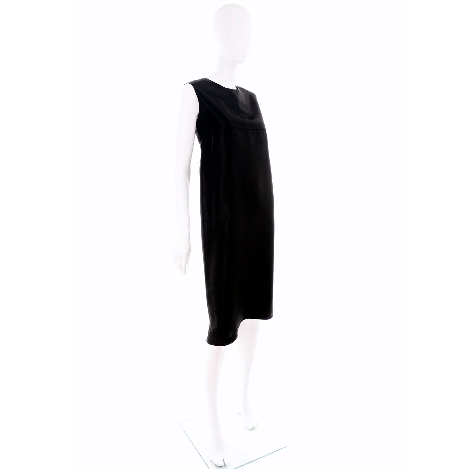 Yohji Yamamoto  Noir Sleeveless Textured Black Column Dress