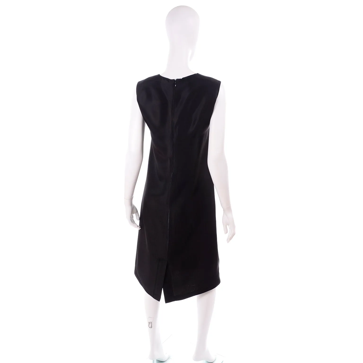 Yohji Yamamoto  Noir Sleeveless Textured Black Column Dress