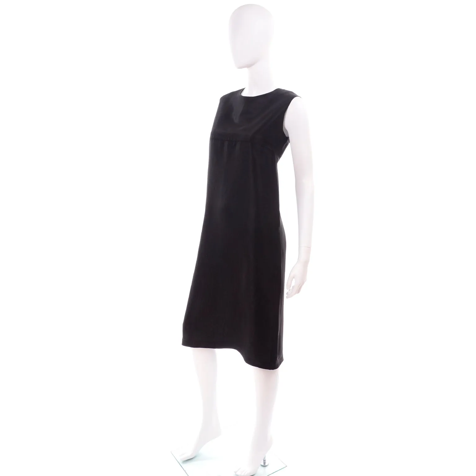 Yohji Yamamoto  Noir Sleeveless Textured Black Column Dress