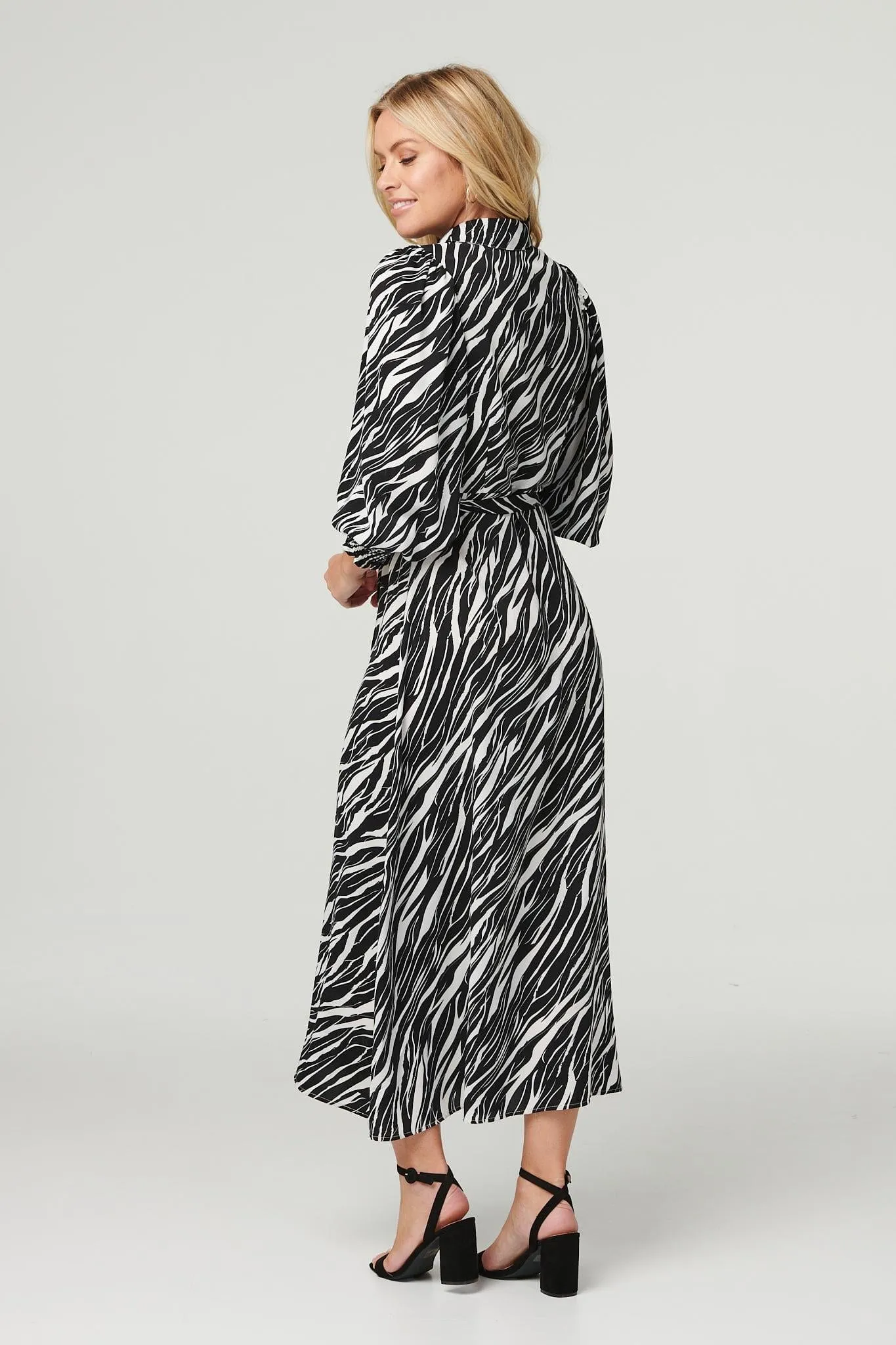 Zebra Print Puff Sleeve Dress